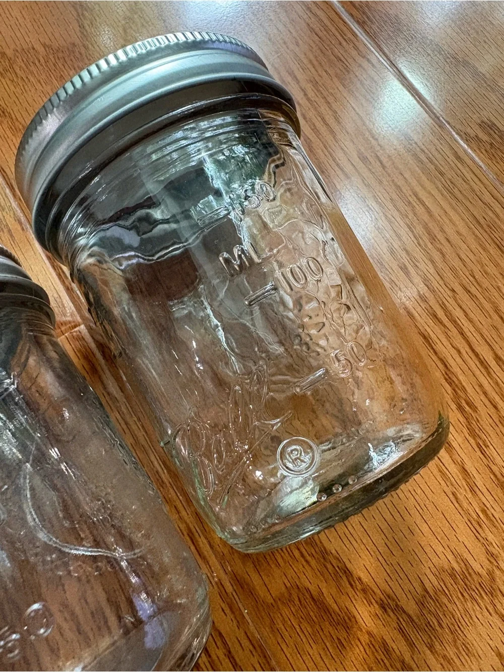 6 OZ Embossed Glass Ball Jars with Silver Lids - Set of 2